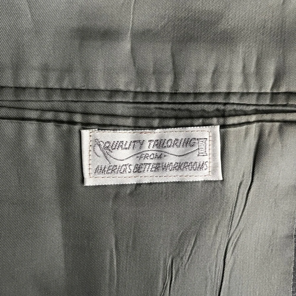 Vintage Christian Brooks Suit Mens 44L 36W Grey Solid 2-Button Notch Lapel